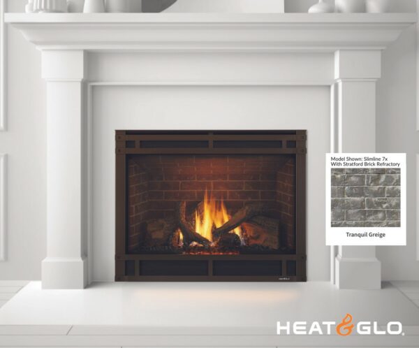 Heat & Glo Slimline 7x Gas Fireplace with Tranquil Griege Refractory