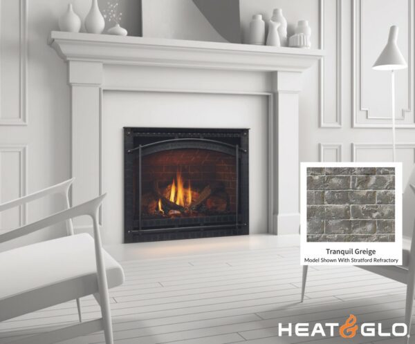 Heat & Glo SlimLine 7X Gas Heat N Glo Slimline Fireplace with Griege Brick Refractory