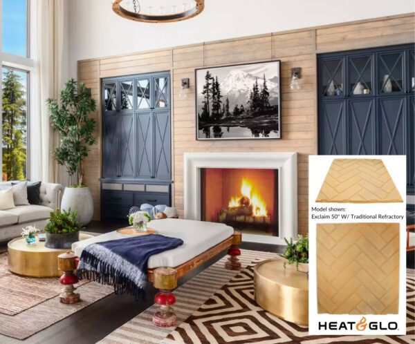 Heat N Glo Exclaim Wood Fireplace with Herringbone Refractory