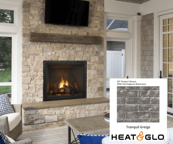 Heat & Glo True Gas Fireplace With Tranquil Greige Refractory